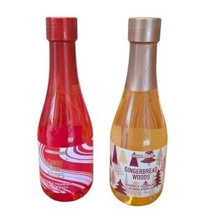 Scent Theory Holiday Bubble Bath 2 pc Set Candy Cane Kisses Gingerbread Woods